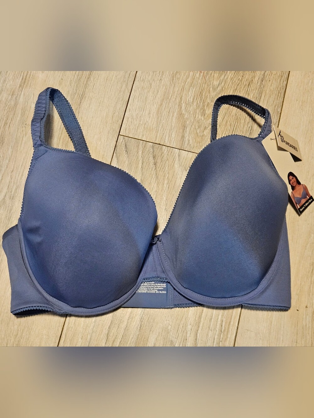 NWT No Boundaries Demi Coverage T-Shirt Bra Blue Moonlight Size 38DD